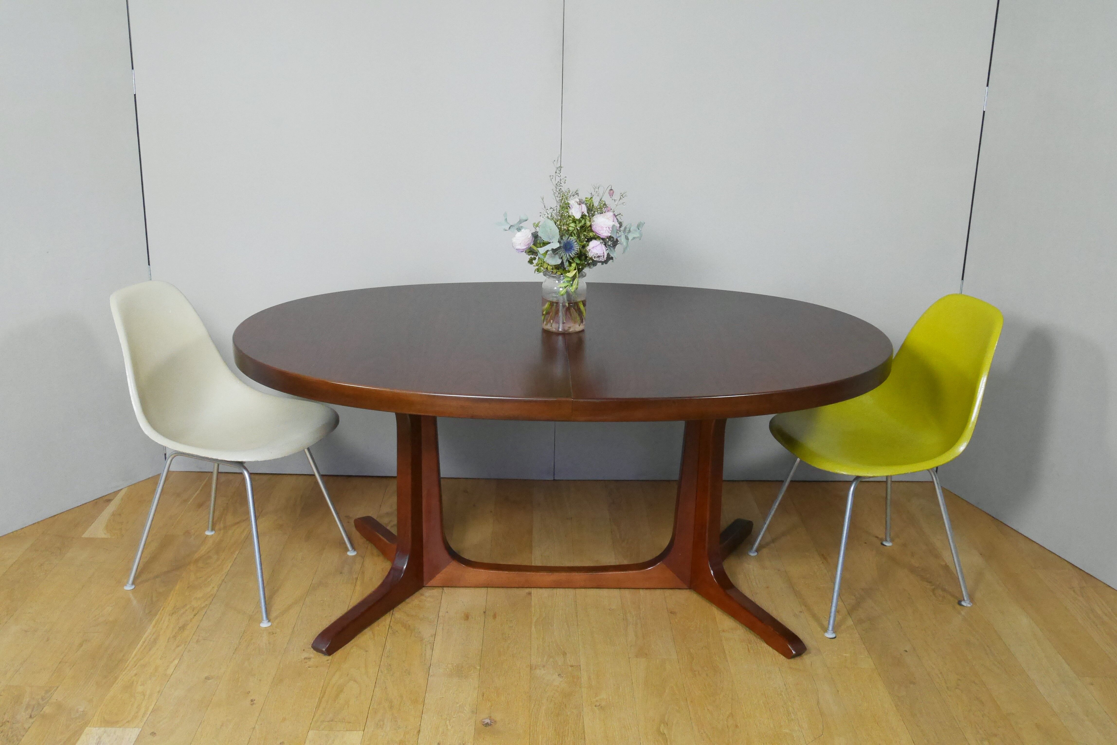 American walnut oval dining table with 2 60s extensions