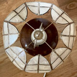 Mother-of-pearl and olive wood lamp