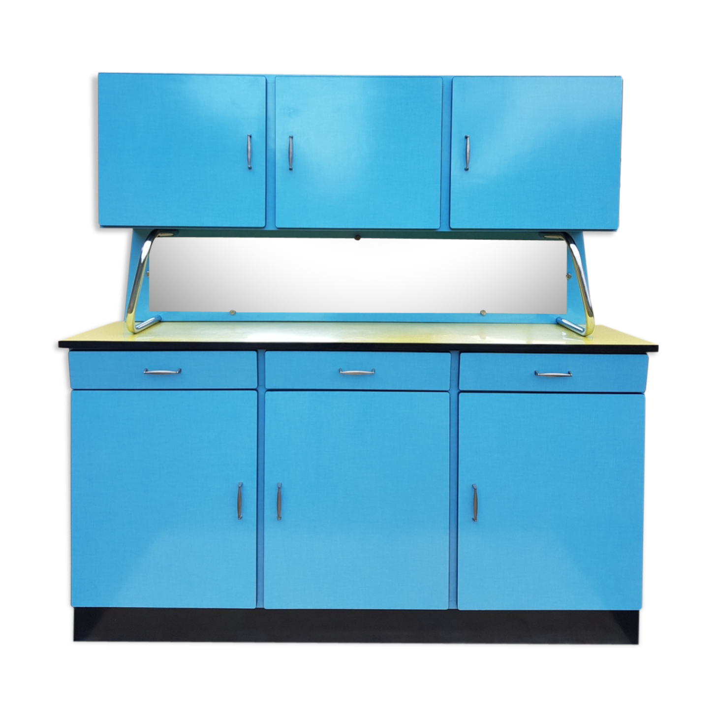 Buffet Formica blue and yellow years 60