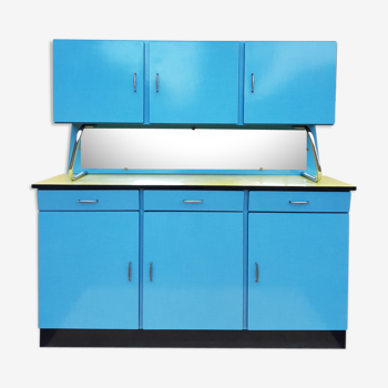 Buffet formica bleu et jaune années 60