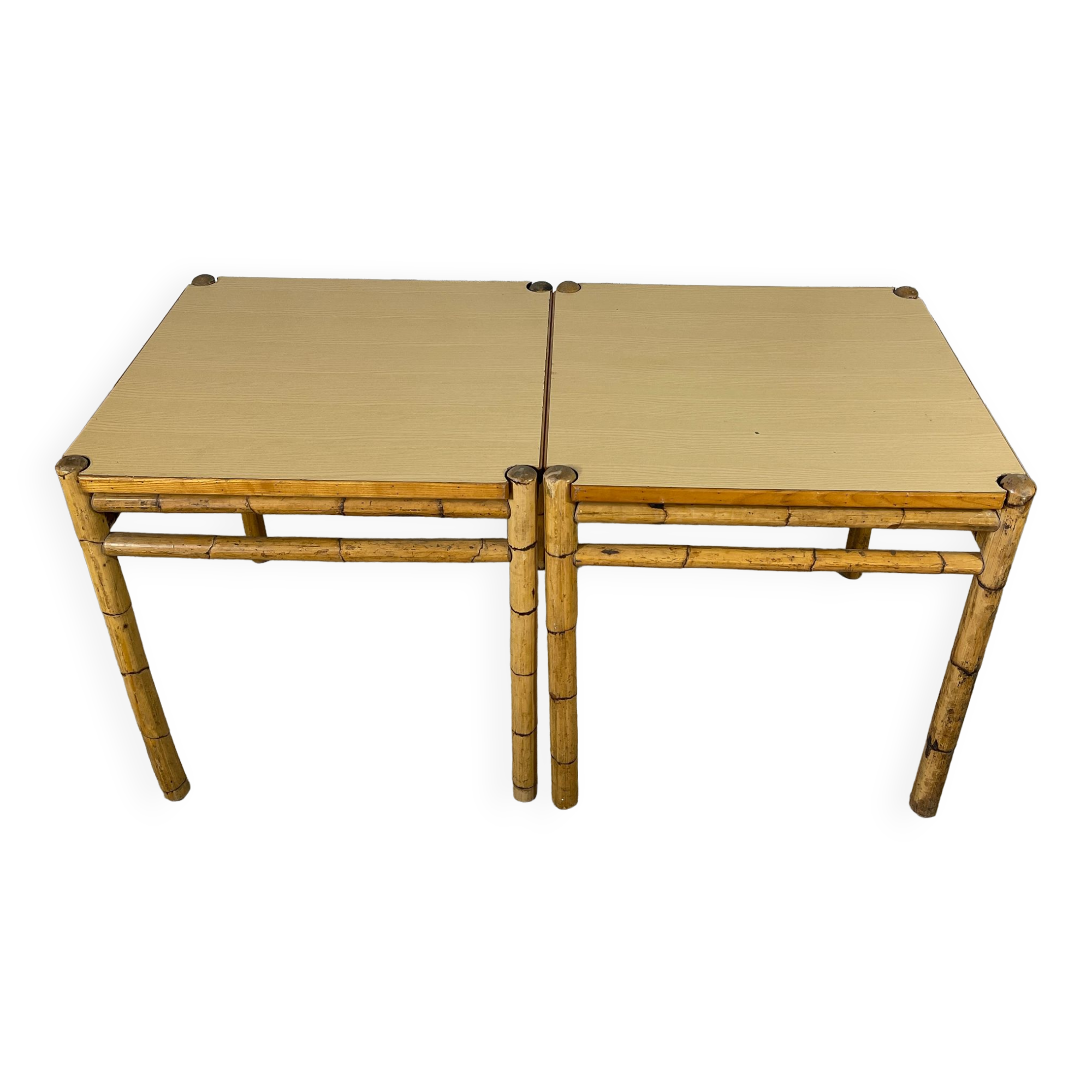 Pair of bamboo dining table with formica top