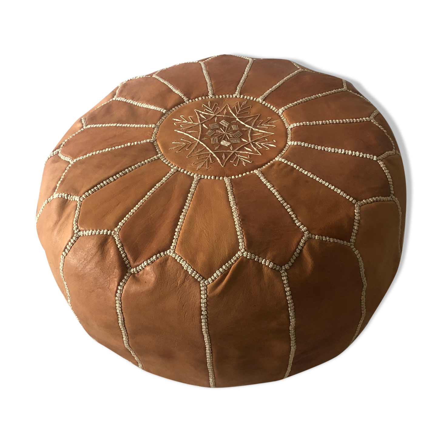 Natural leather pouf from The Ottoman style of Morocco