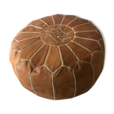 Pouf en cuir naturel du maroc style ottoman