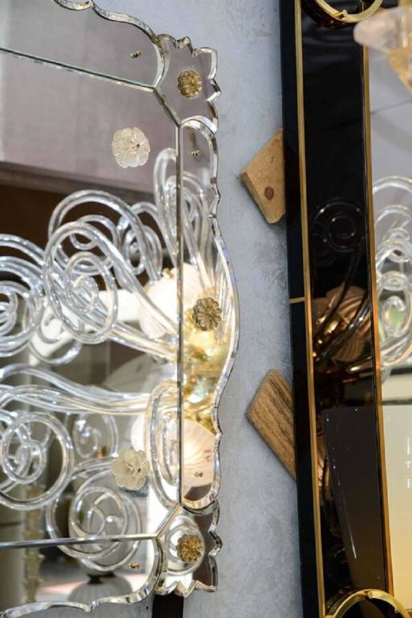 Miroir décoratif noir 1975 110x97cm