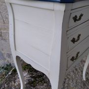 Louis XV three-drawer chest of drawers with white and blue patina