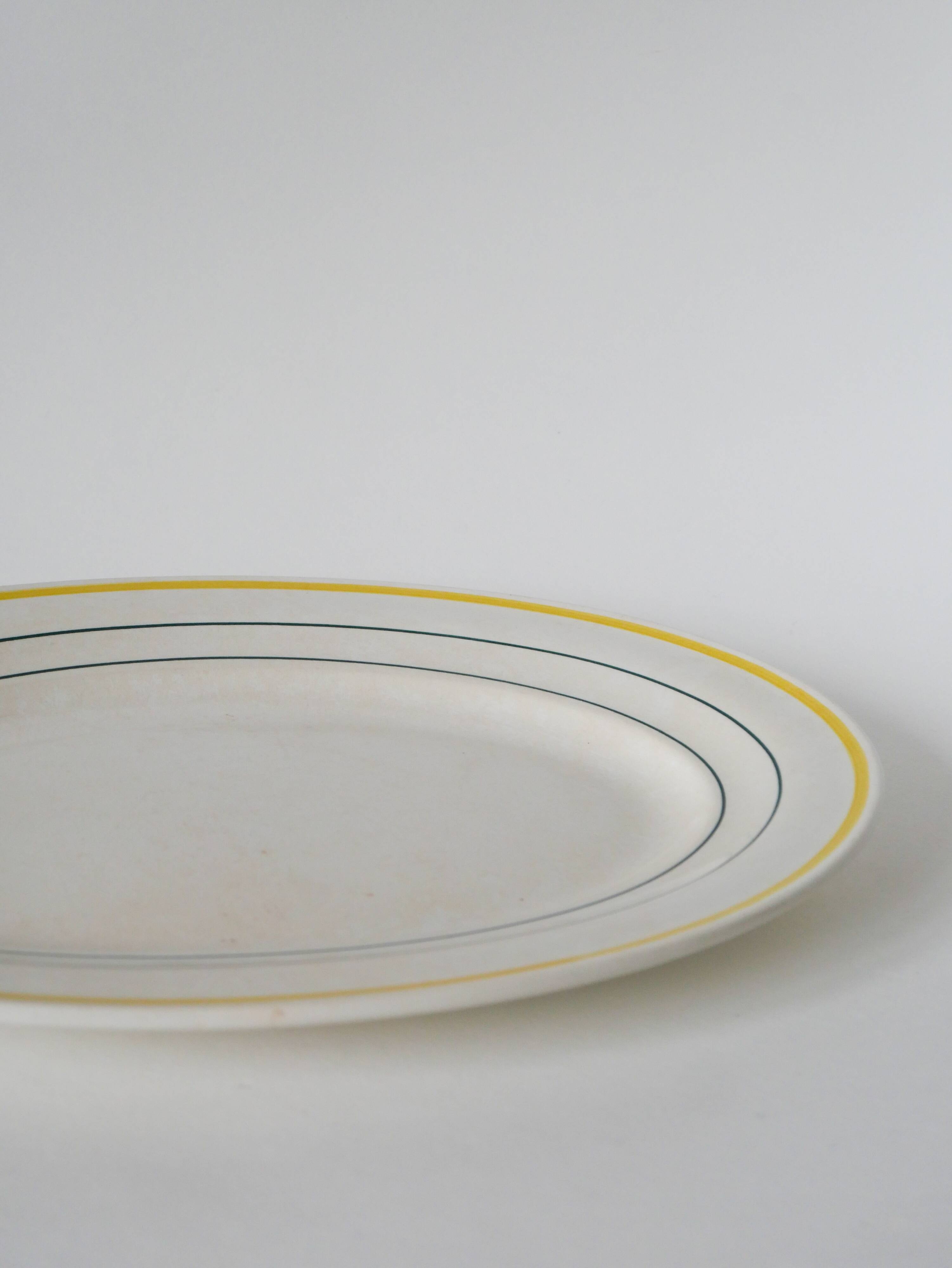 Oval dish with yellow borders st amand model "trouville", 1960