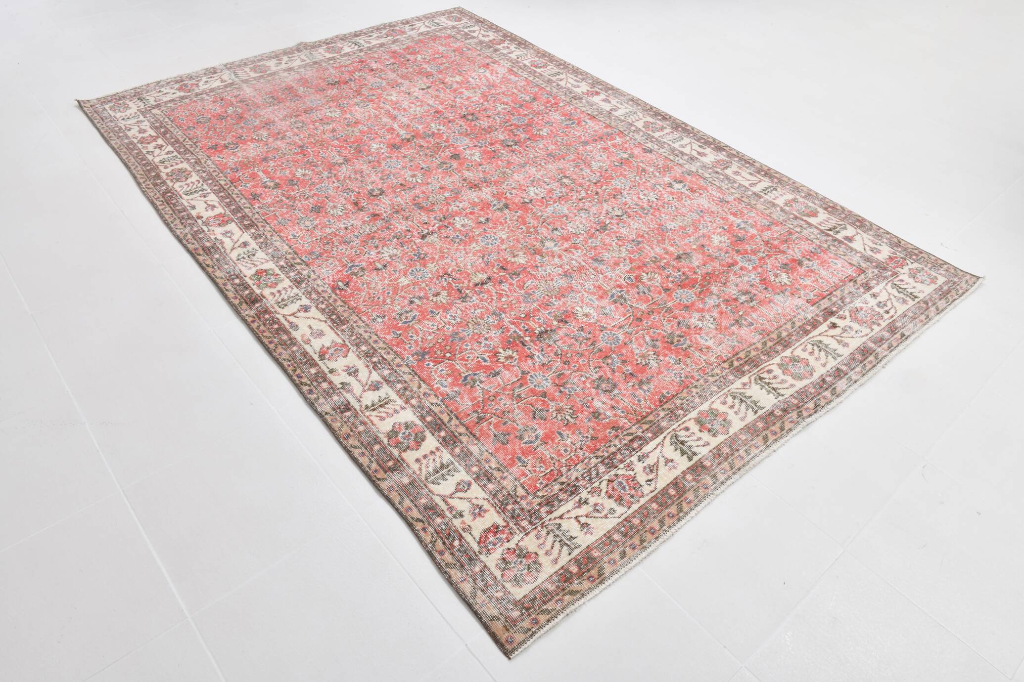 7x10 Pale Red Beige Turkish Area Rug, 209x308Cm SK 21028