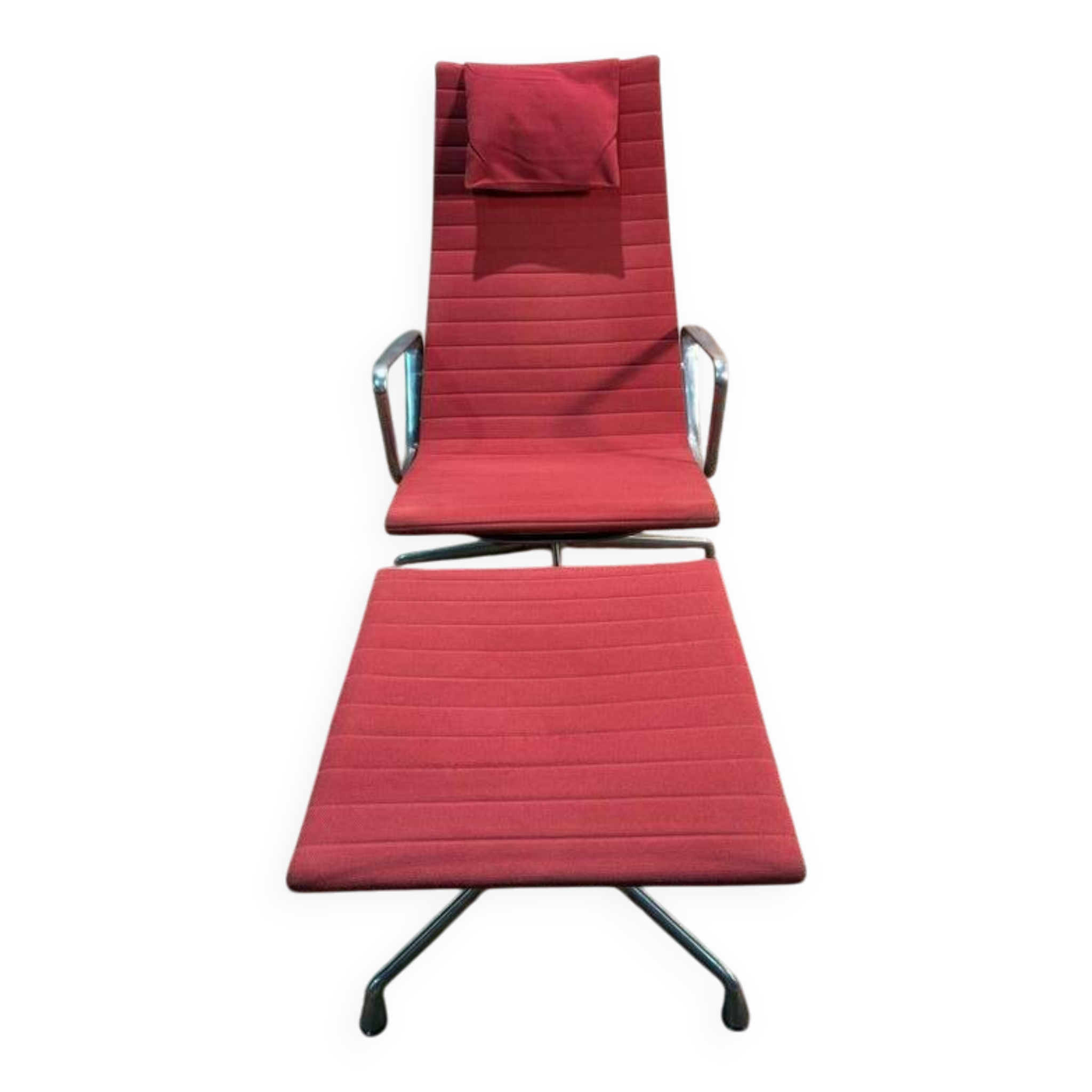 Fauteuil et ottoman Bauhaus de Charles Eames en aluminium