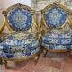 Salon Louis XVI doré complet - Canapé 3 places + 4 fauteuils