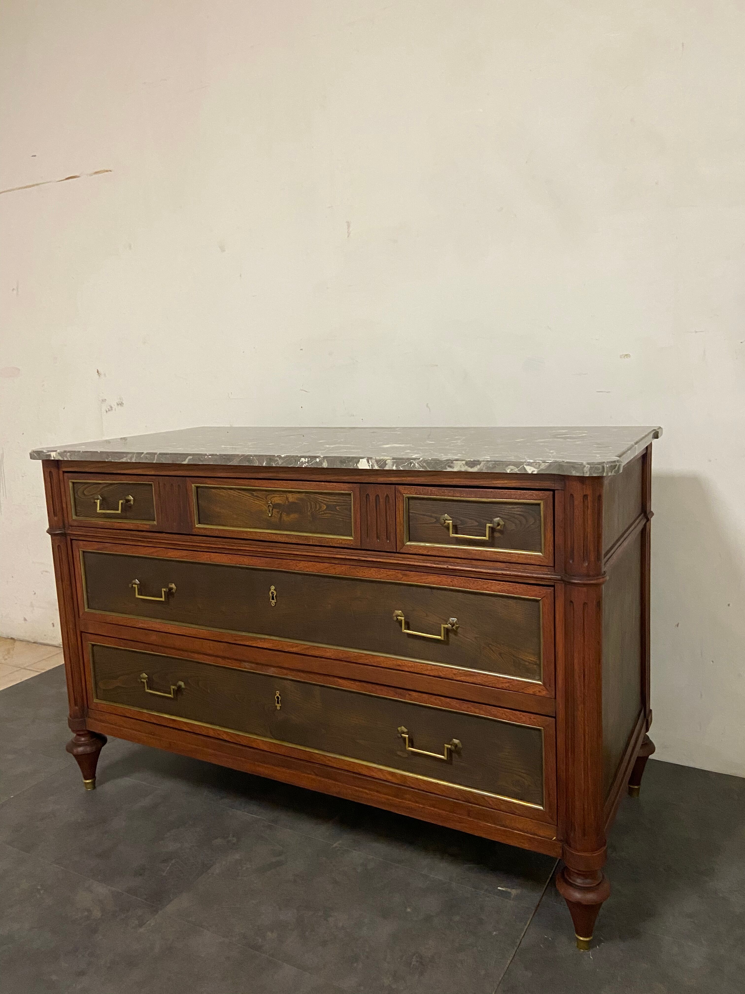 Chest of drawers Louis XVI XIX marble
