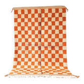 Orange Moroccan rug in natural wool, 250cm x 150cm
