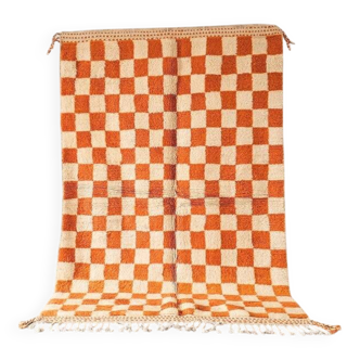 Orange Moroccan rug in natural wool, 250cm x 150cm