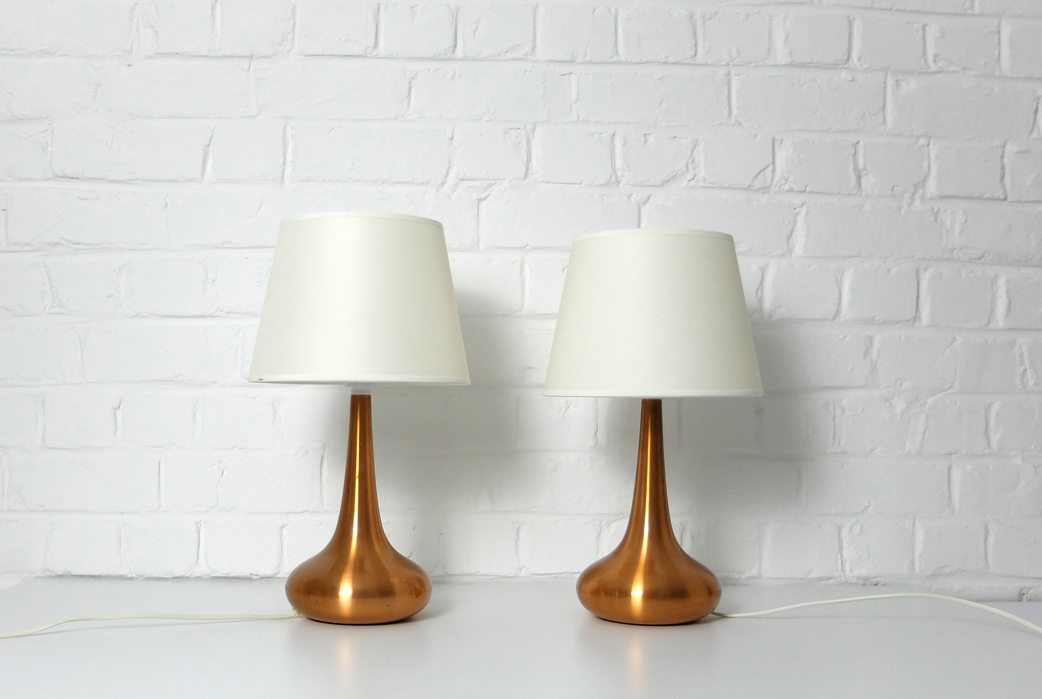 Pair of table lamps Orient copper finish Jo Hammerborg for Fog & Morup, Denmark, 1960s