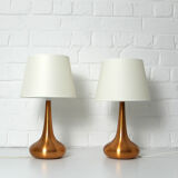 Pair of table lamps Orient copper finish Jo Hammerborg for Fog & Morup, Denmark, 1960s