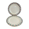 5 assiettes en faience a motif fleurs rouge et vert - ceranord-made in france