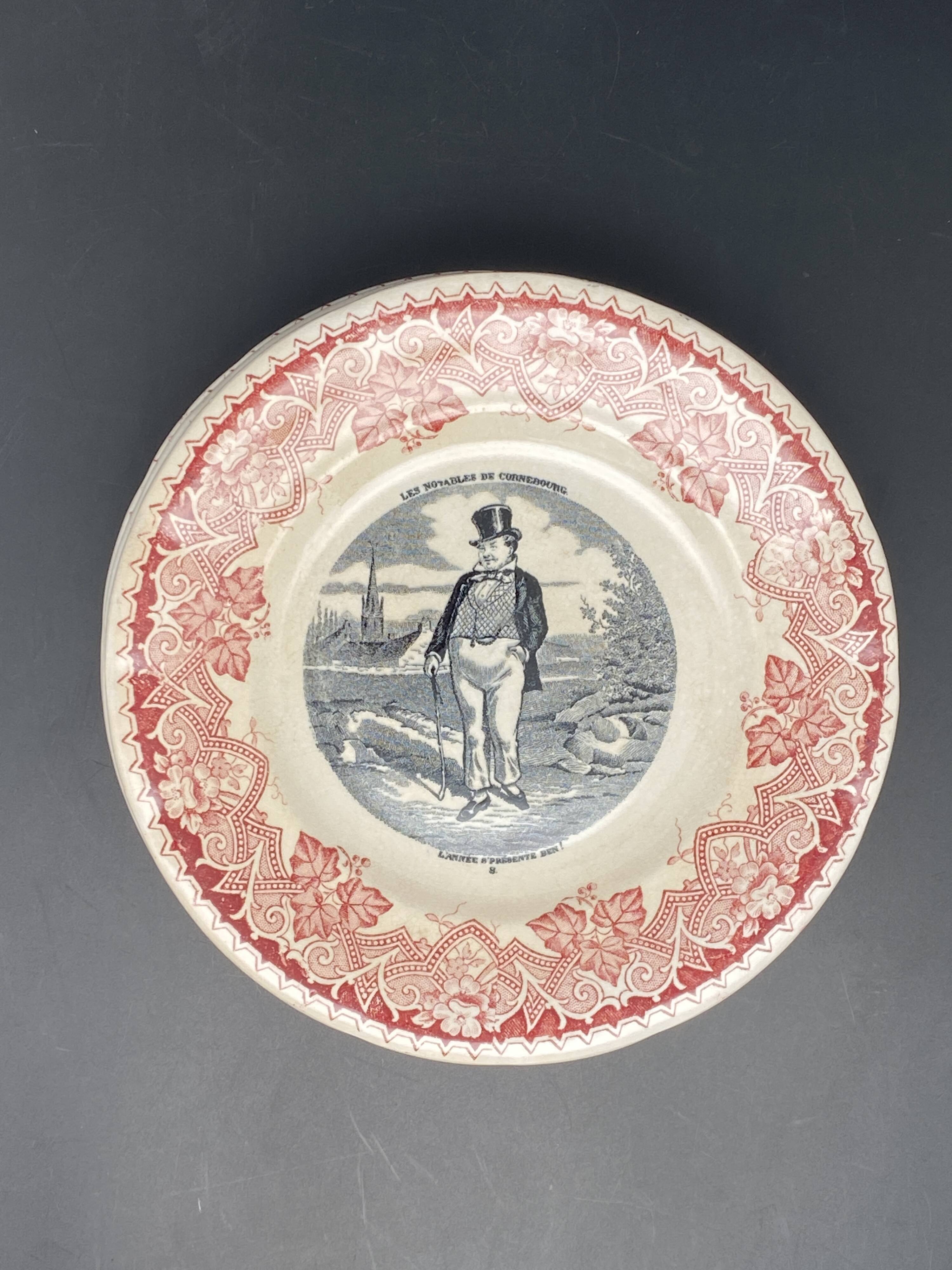 Assiettes parlantes « Les Notables de Cabourg » Demie-porcelaine Lunéville – MPMDéc23JF10