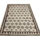 Geometric Subtle Wool Kilim Rug, Handwoven Cream & Brown Floor Covering