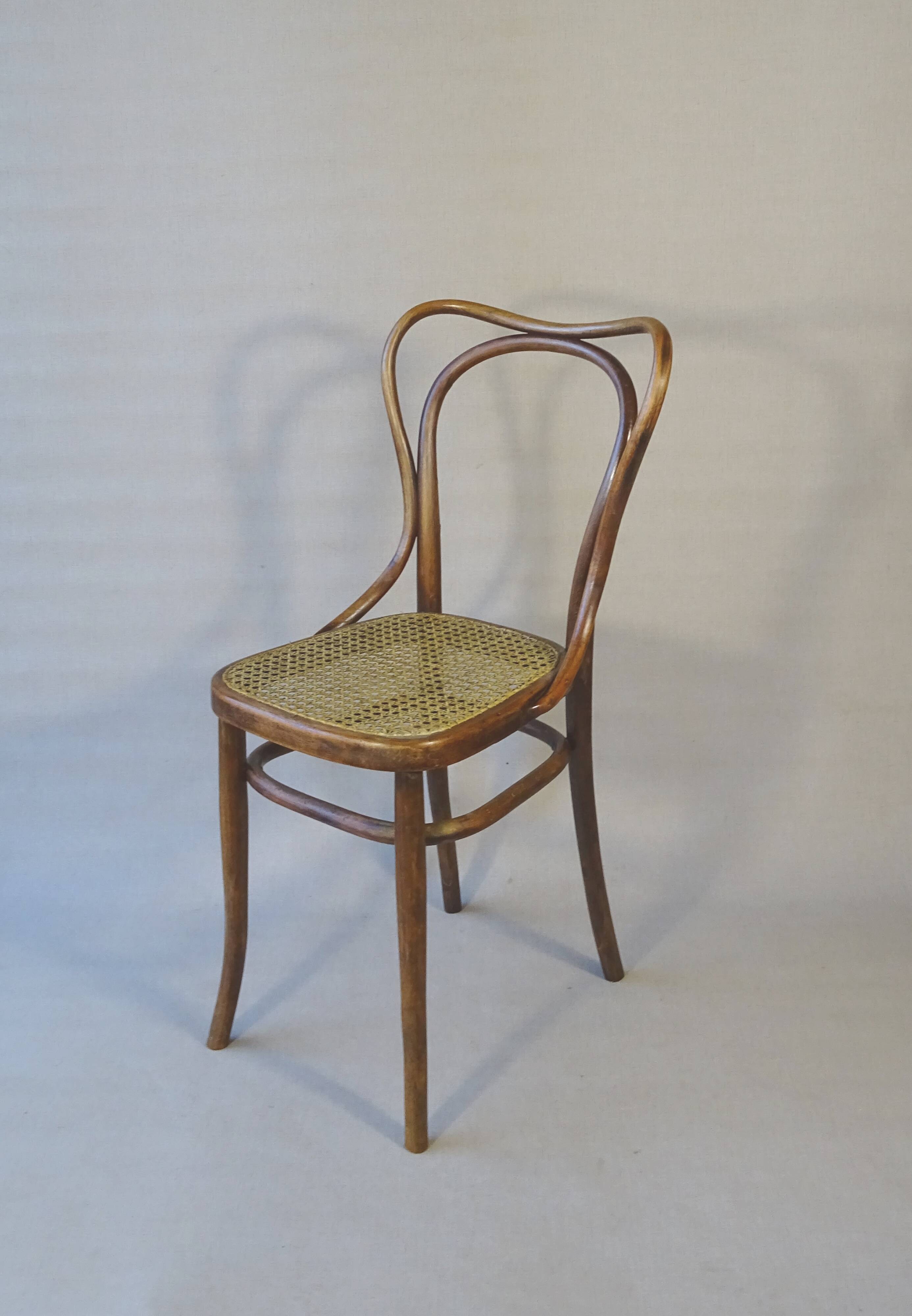 2 Bistro chairs No. 55- 3/4 by Kohn, circa 1905, caned
