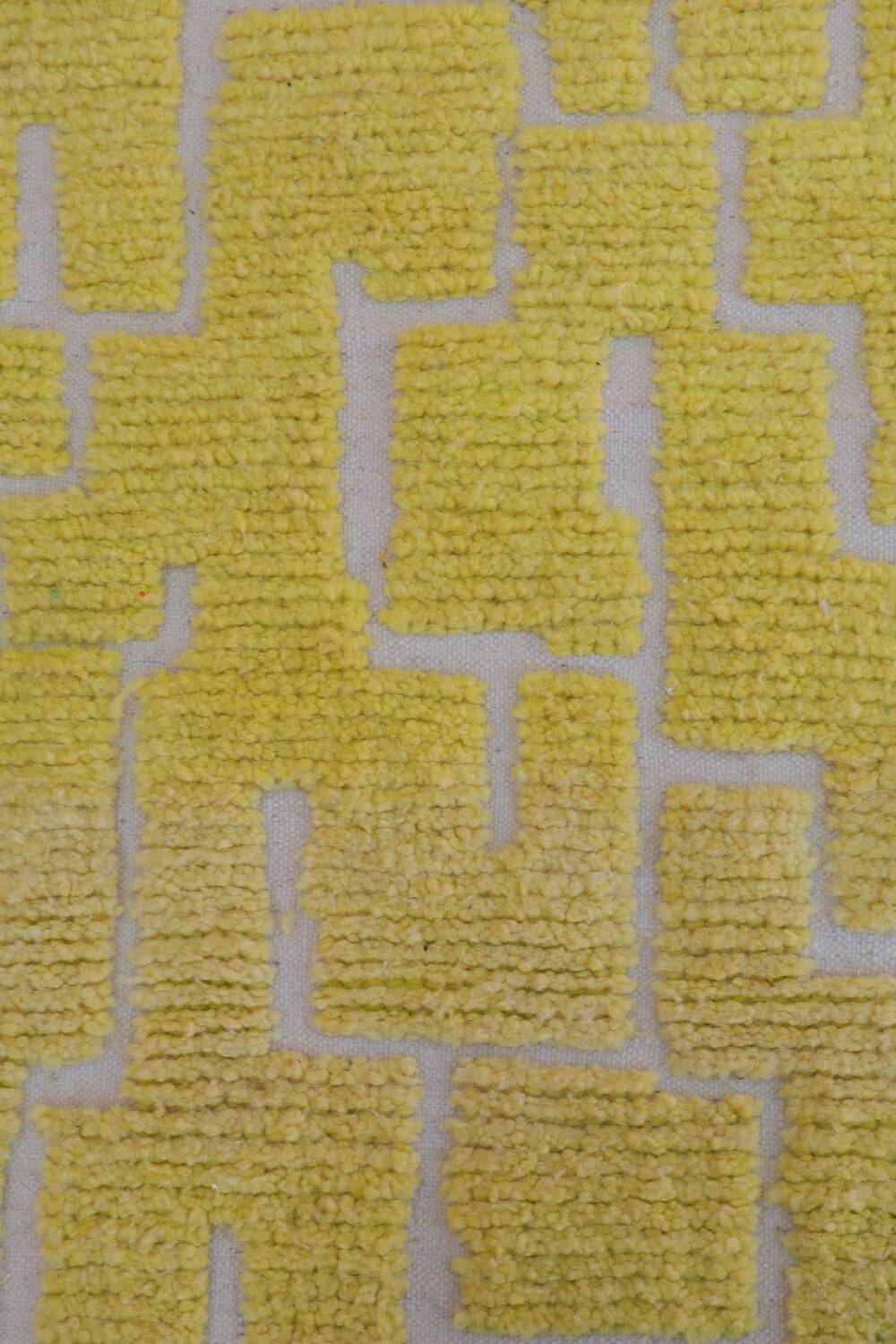 Moroccan Berber rug in lemon yellow with reliefs