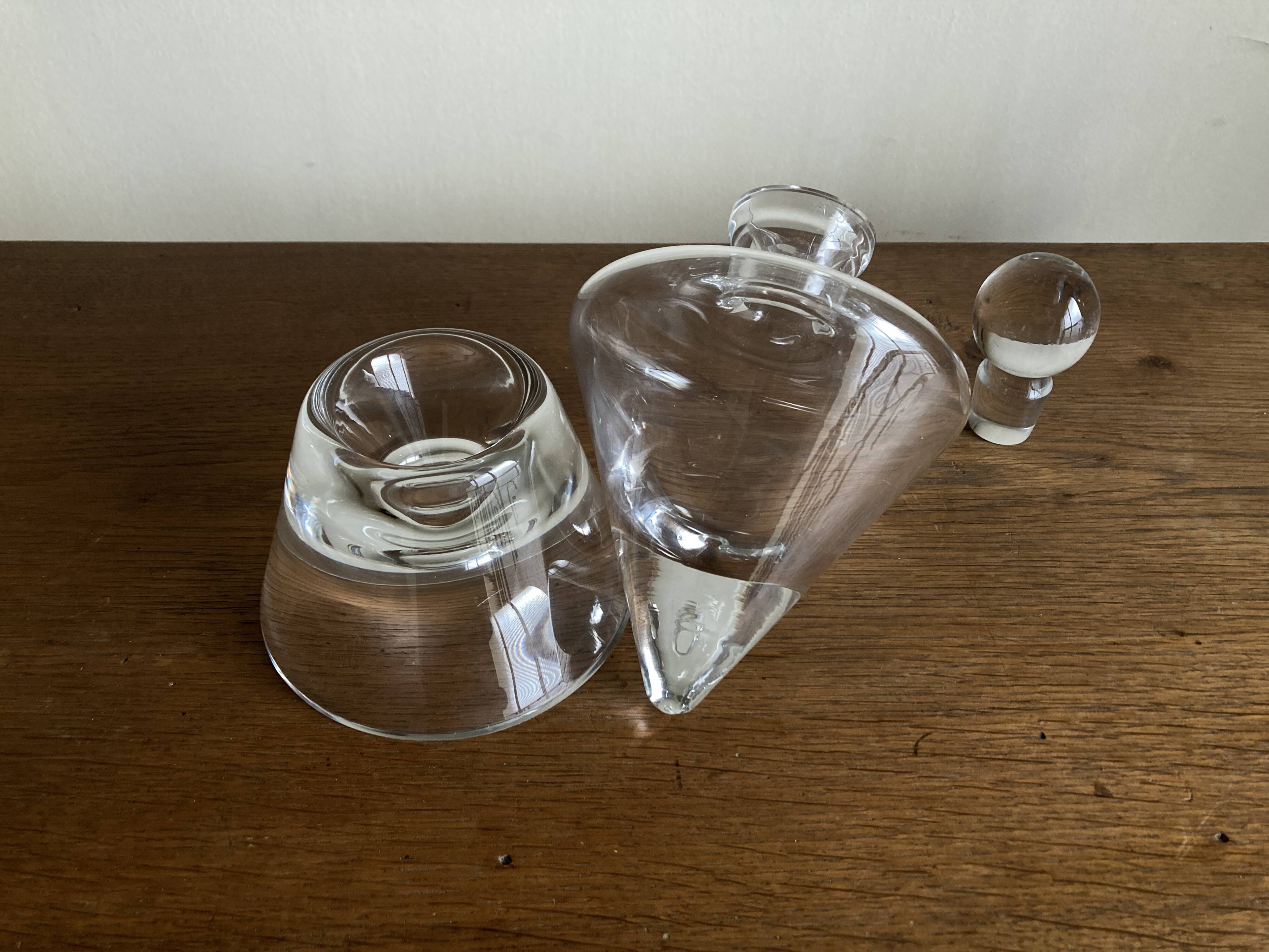 Bauhaus 1970s Scandinavian Modernist Crystal Carafe