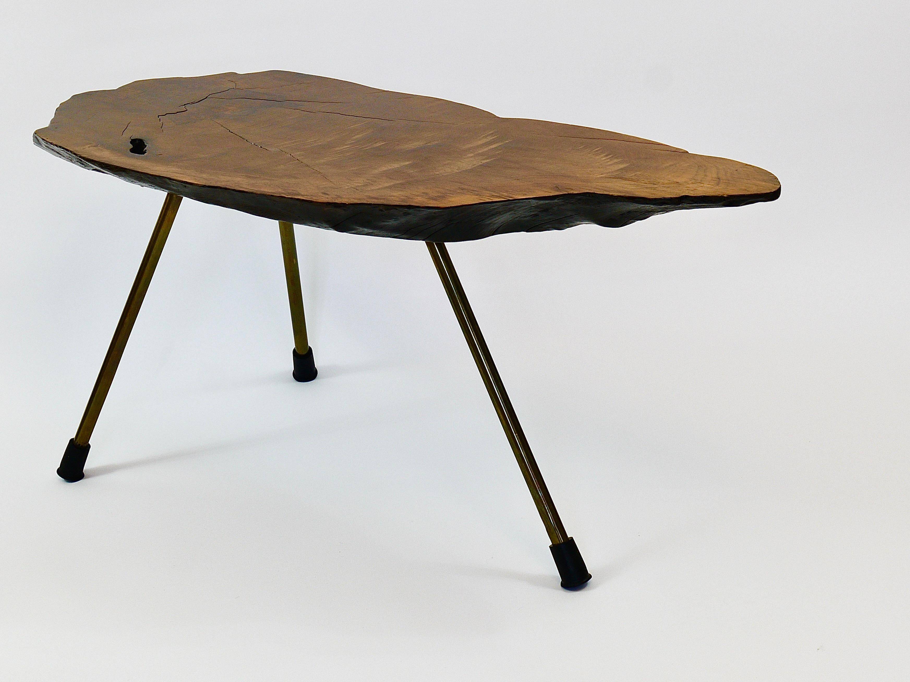 Original coffee table by Carl Aubock, large tree trunk in walnut from the mid-century, 1950s.