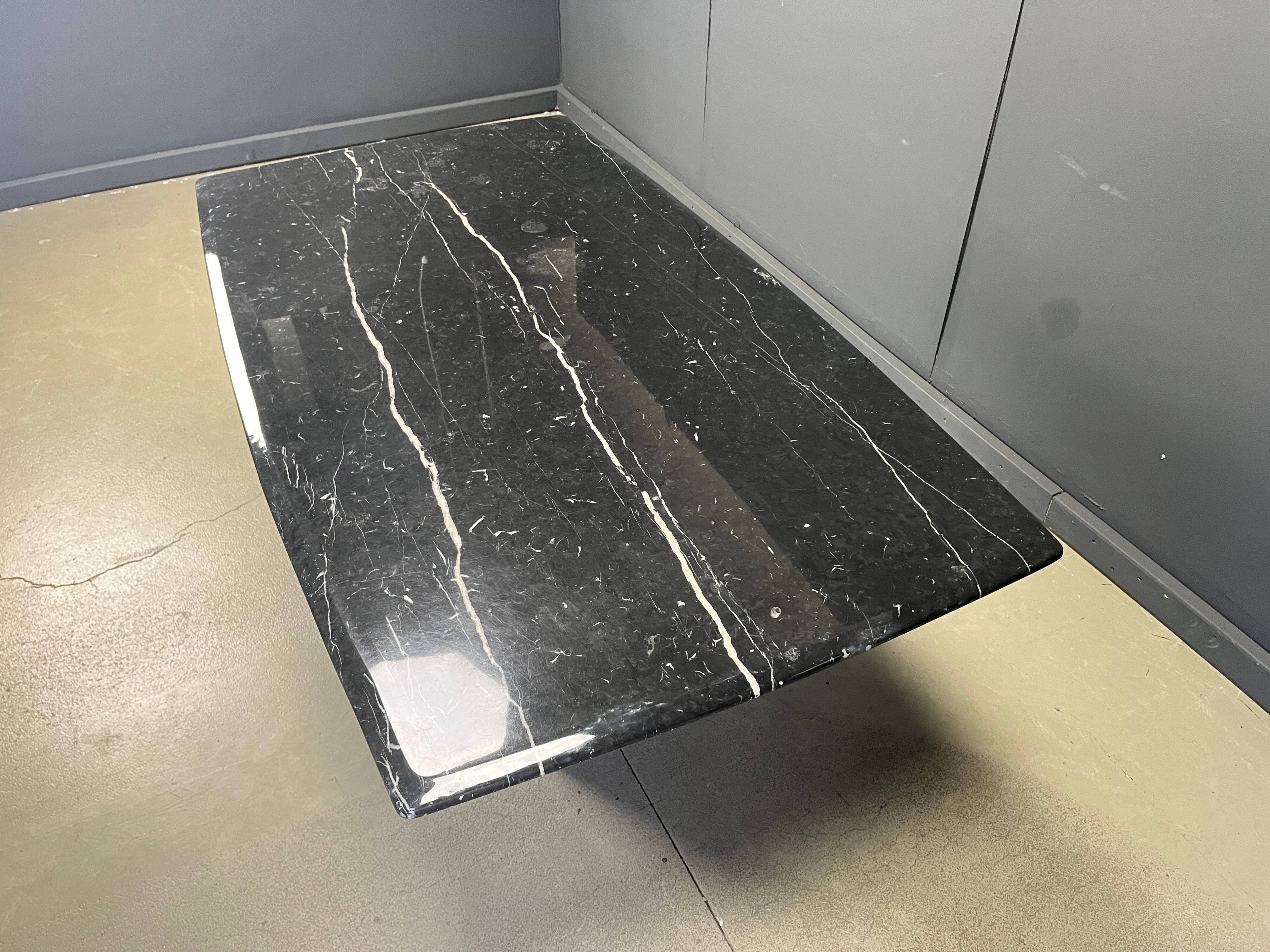 Vintage black marble dining table, 1970s