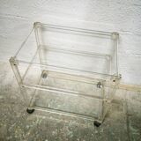 Desserte vintage en plexiglas et verre