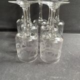 7 verres à vin ½ cristal guilloché – Art nouveau