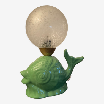 Lampe vintage poisson en céramique années 70