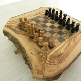 Olive wood chess board handmade chess games Tunisia natural rough edge
