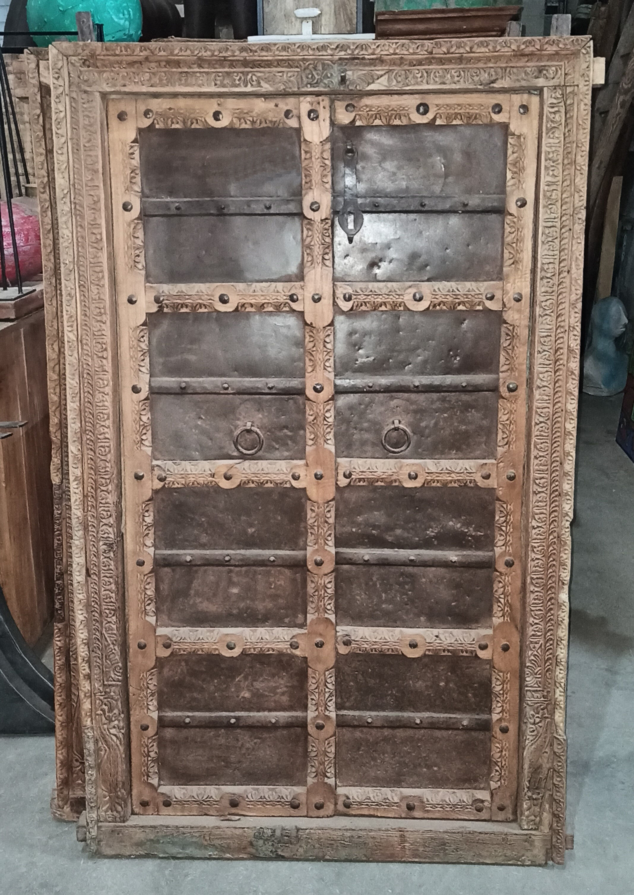 Old wooden door with frame