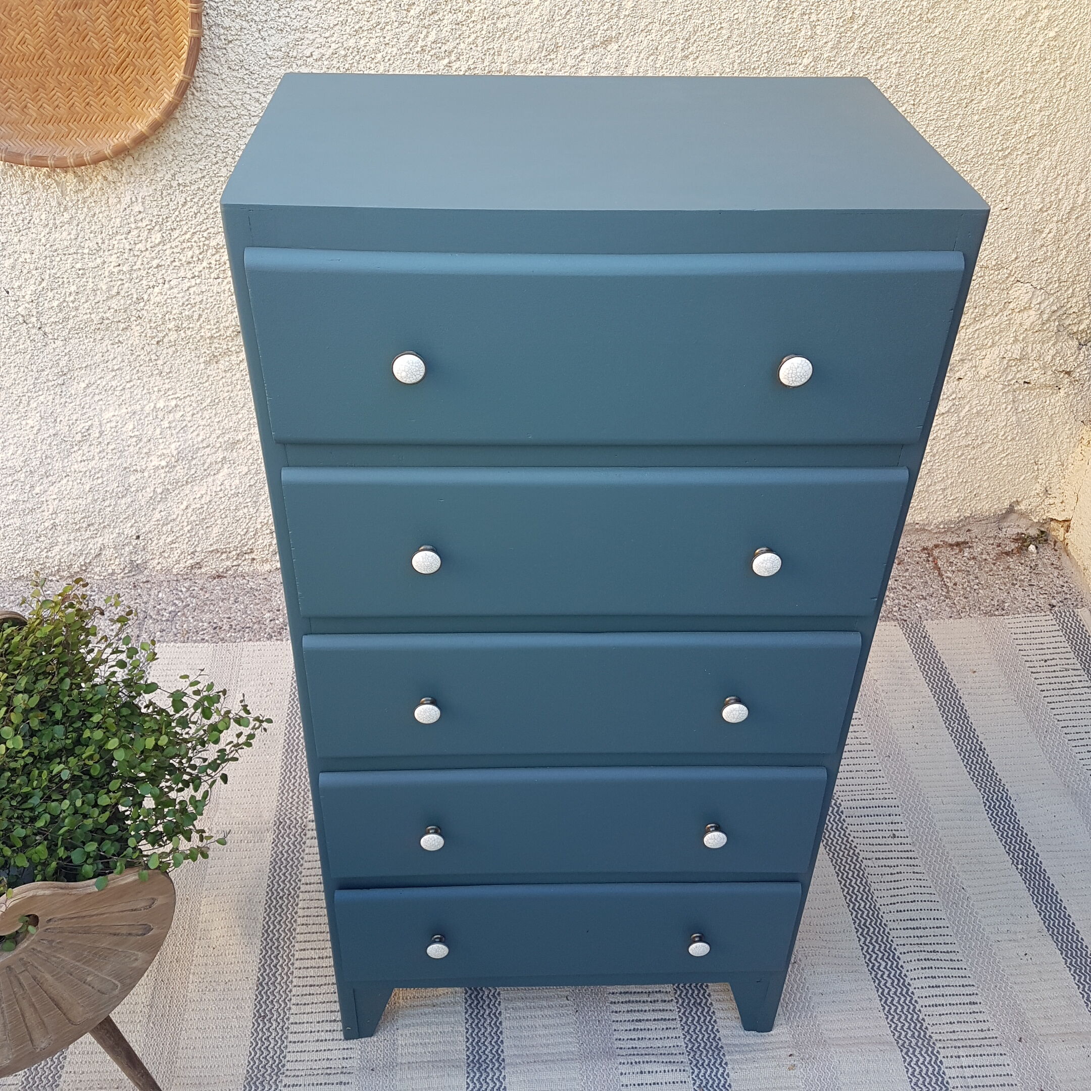 Chiffonier vintage blue oil dark wood