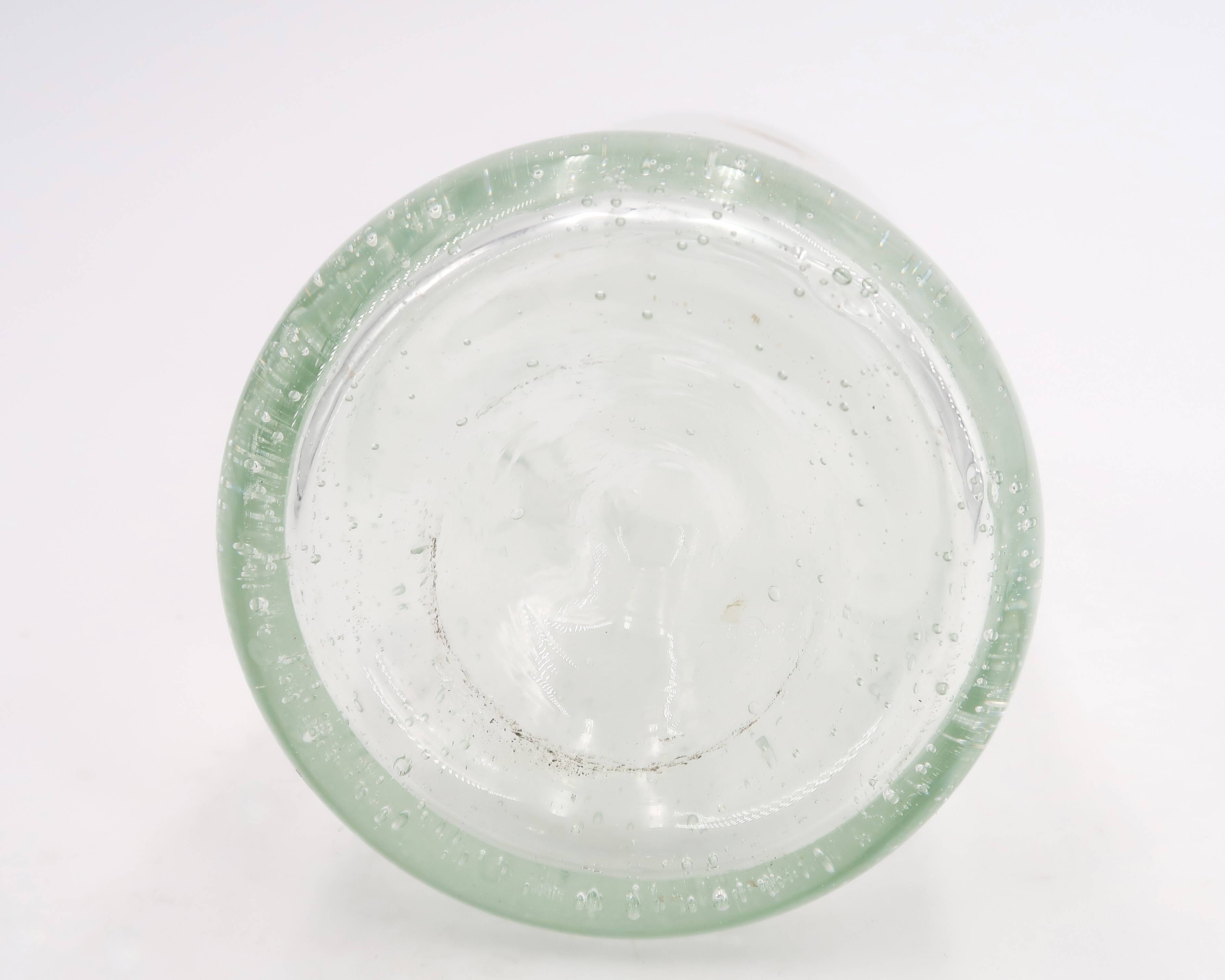 Clear bubbled glass carafe bottle from Biot, 1970s