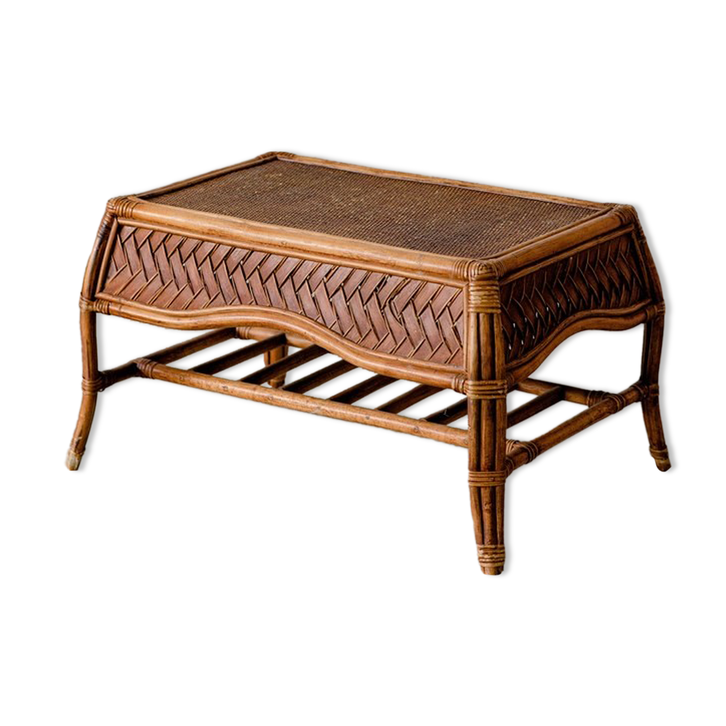 Dark rattan coffee table