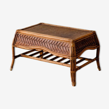 Table basse rotin foncé