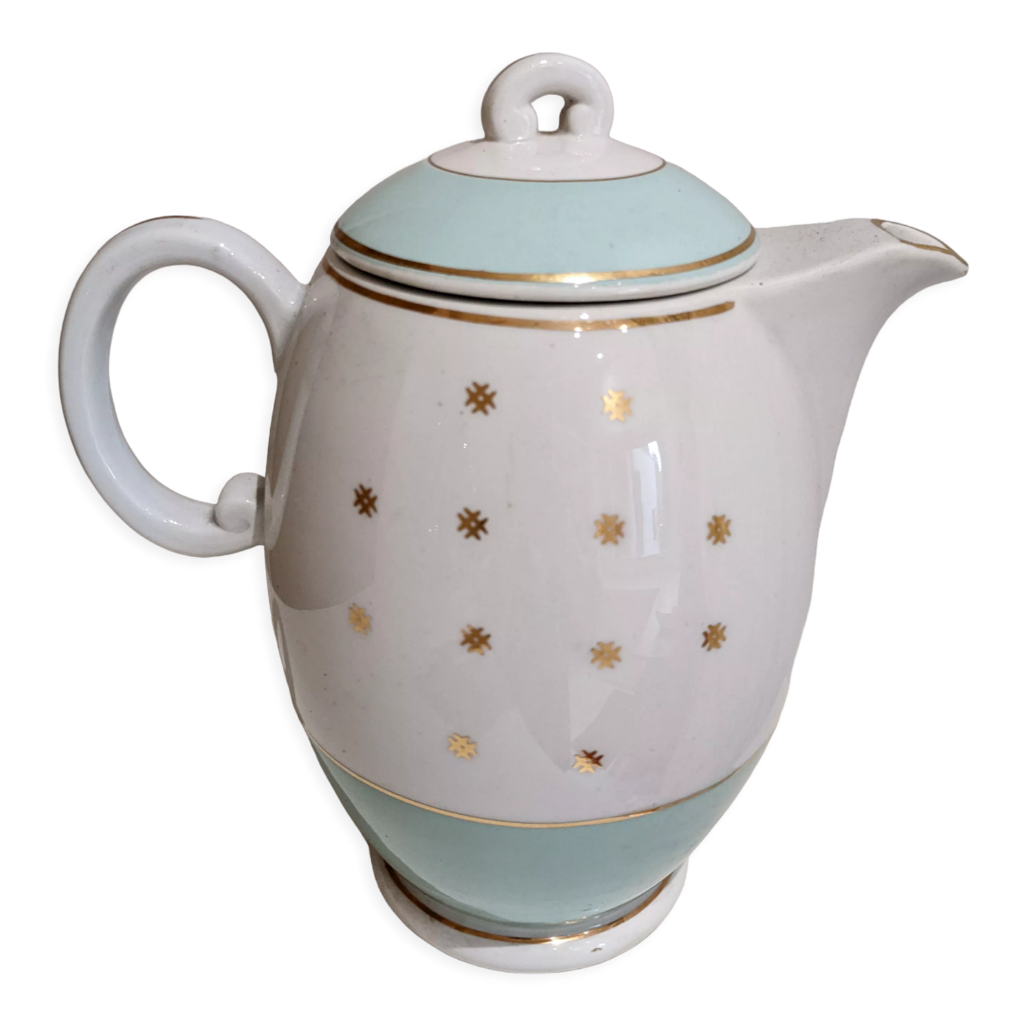 Jug teapot iron earth porcelain Lunéville water green