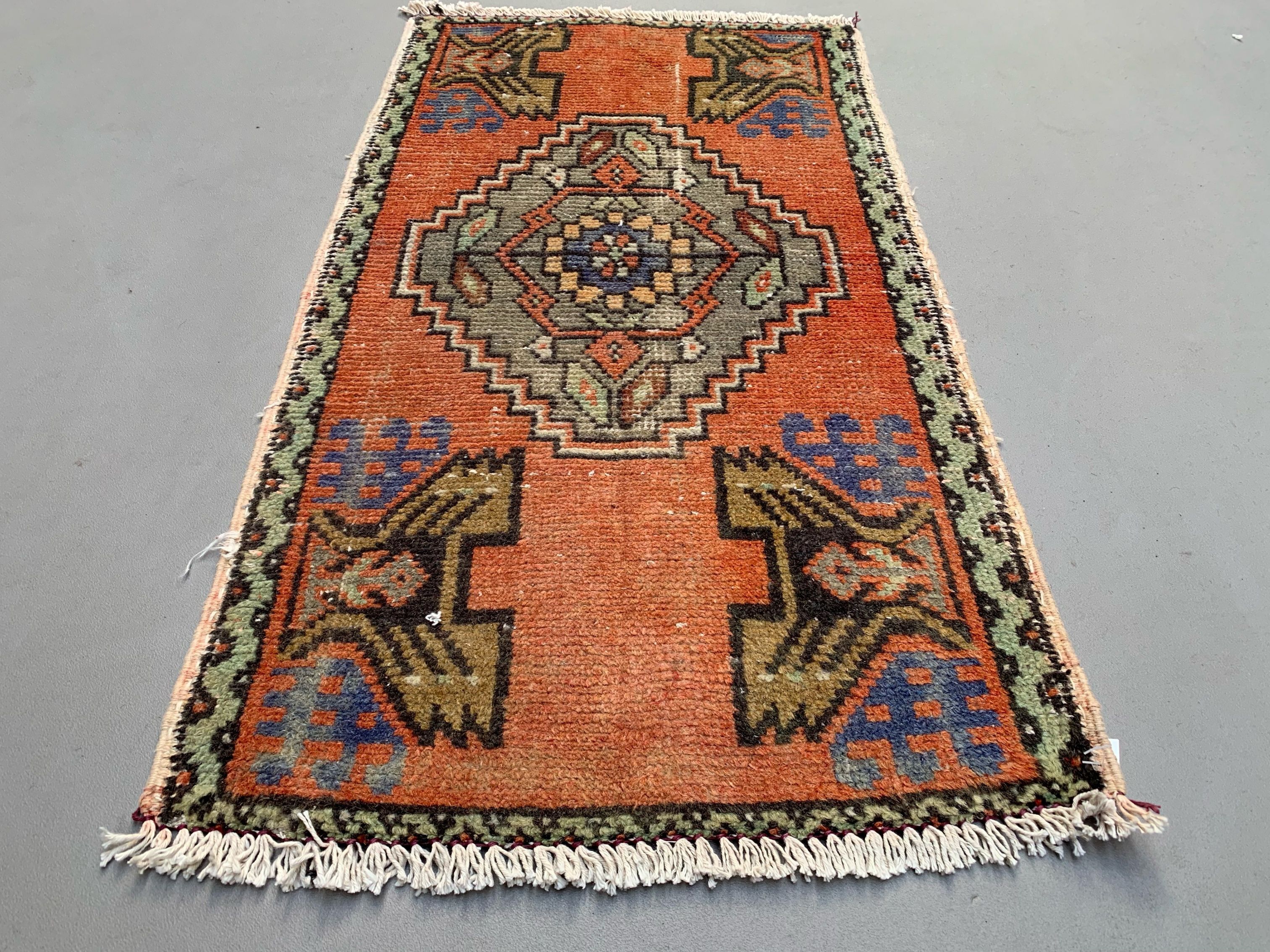 Small Vintage Turkish Rug 92x52 cm, Short Runner, Tribal, Shabby Chic