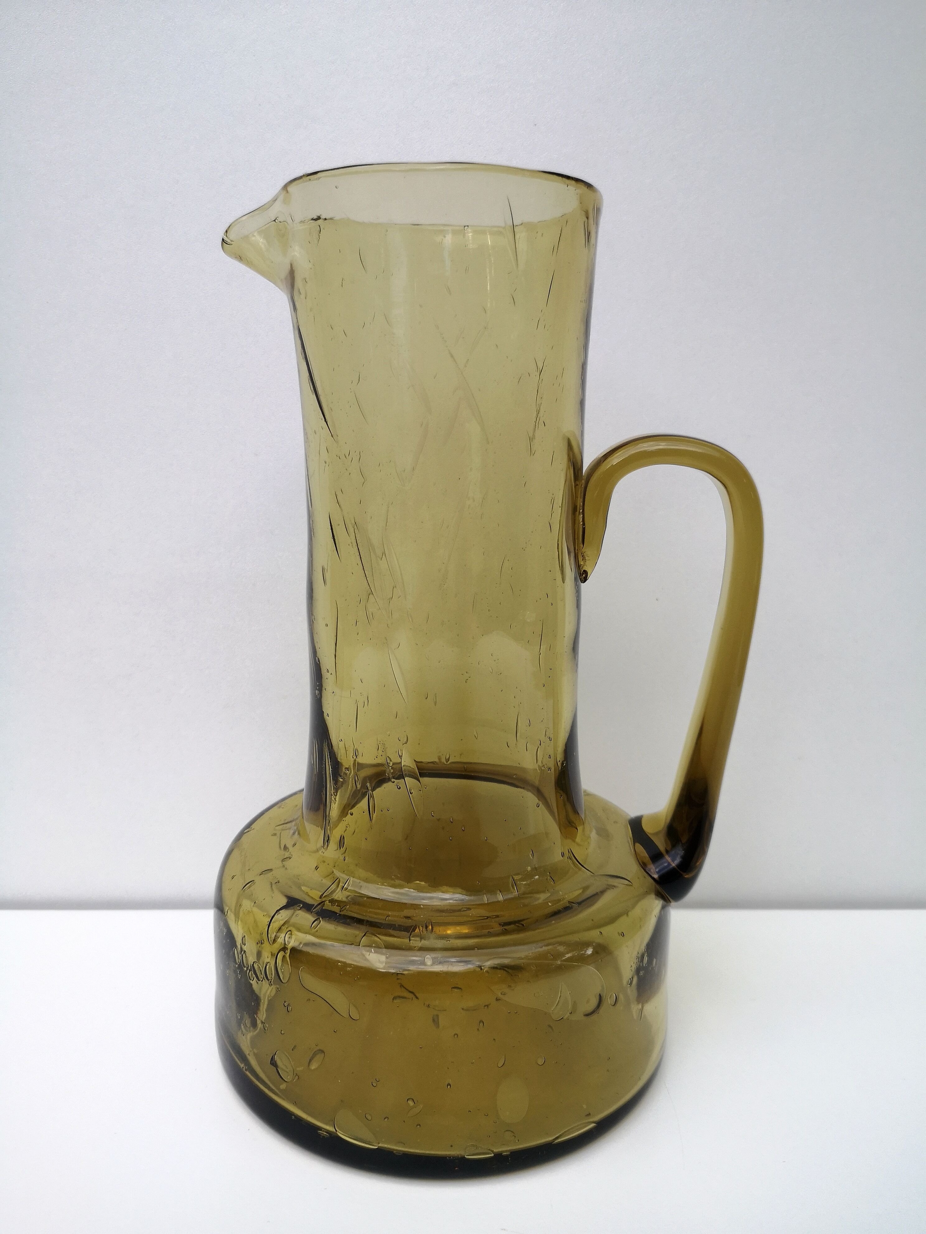 Carafe vintage en verre bullé, soufflé