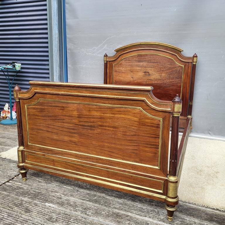 Napoleon bed in mahogany and gilded brass, Empire style