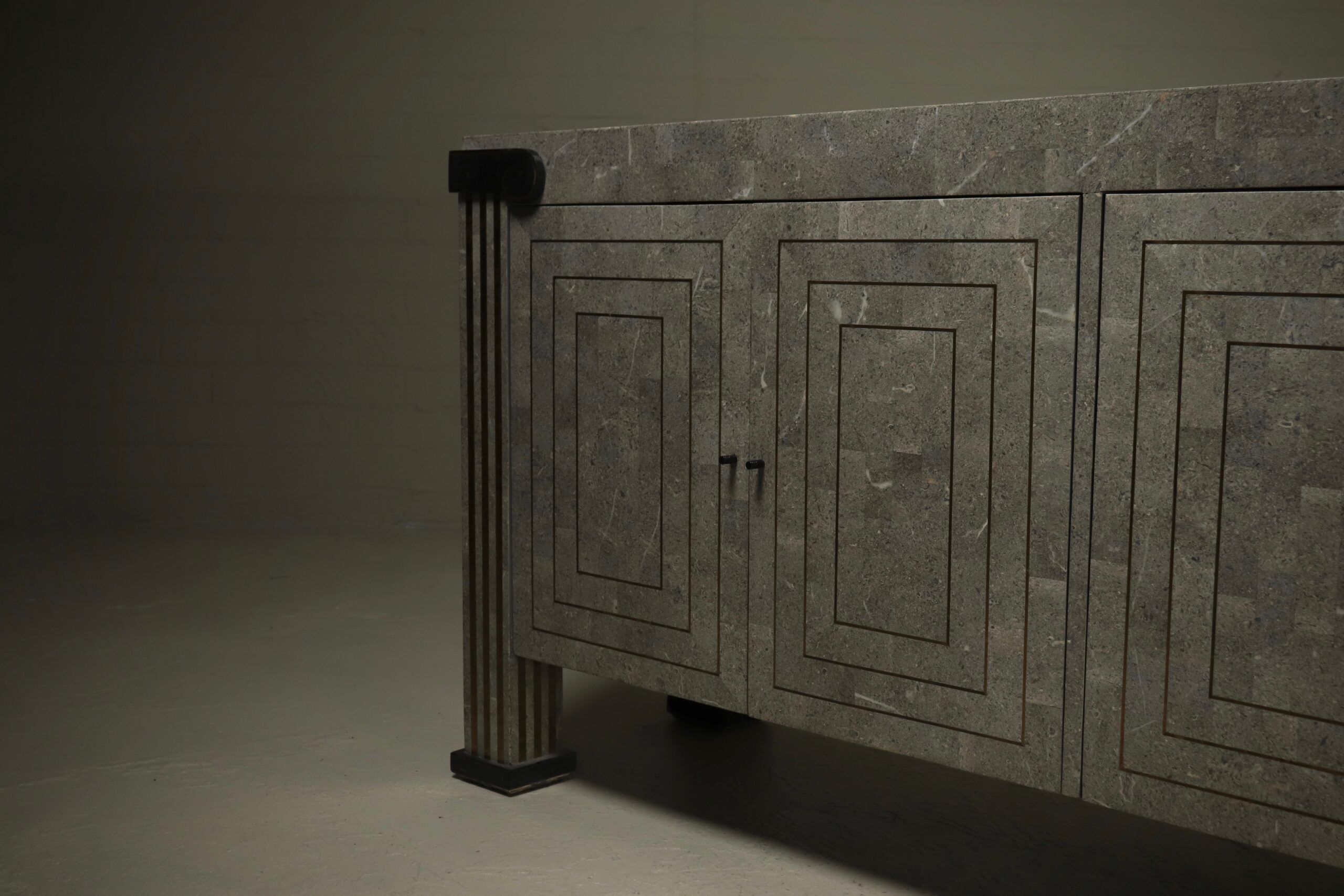 Maitland-Smith tessellated marble and brass sideboard 1980s