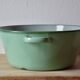 Large vintage basin in green enameled sheet metal
