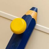 Vintage 1980s pencil-shaped wardrobe - Pierre Sala style - postmodern Memphis design - blue and yellow - 1980s