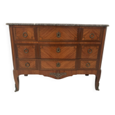 Transition style chest of drawers in mahogany and rosewood, 20th century