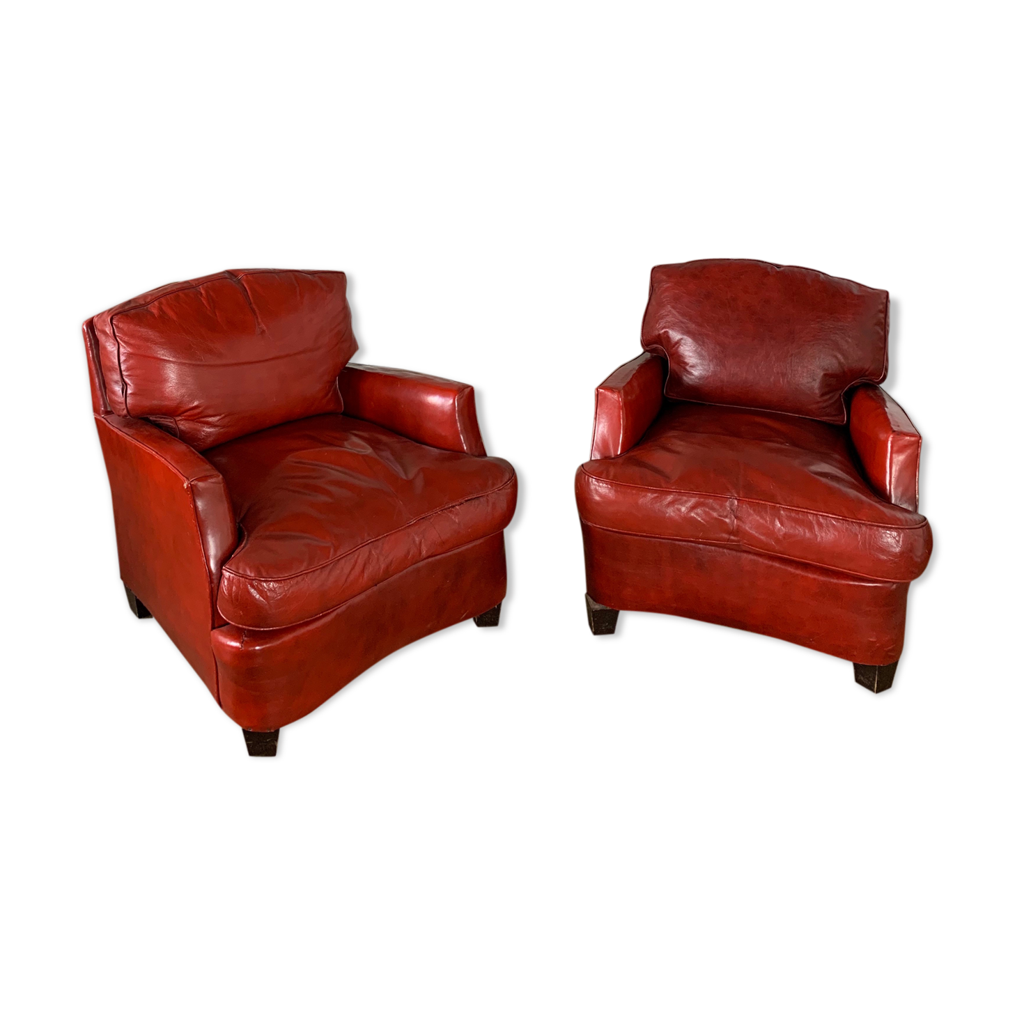 Pair of leather club chairs 30s
