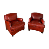 Pair of leather club chairs 30s