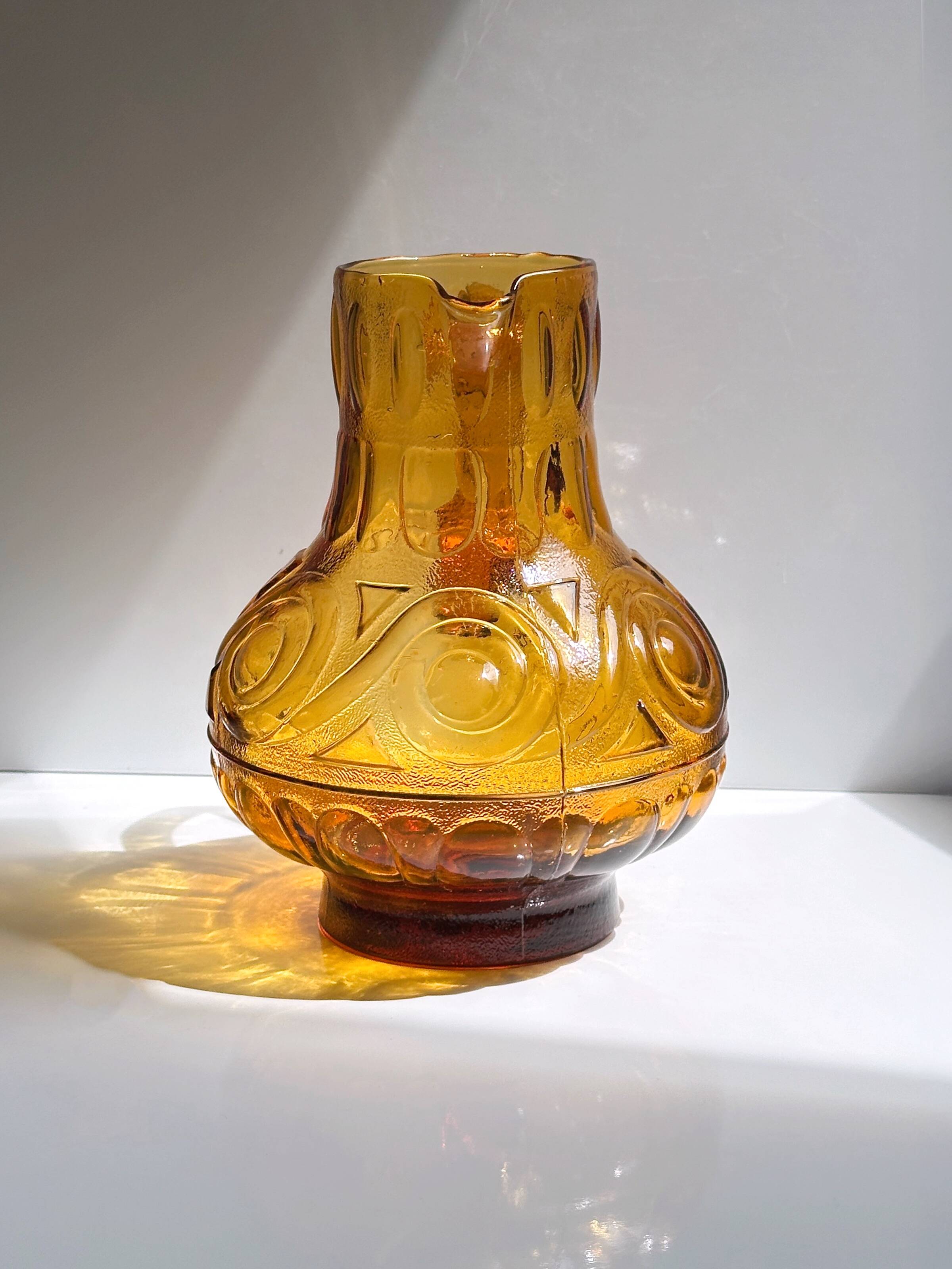 Amber colored Italian Carafe by MCM Empoli 1970s