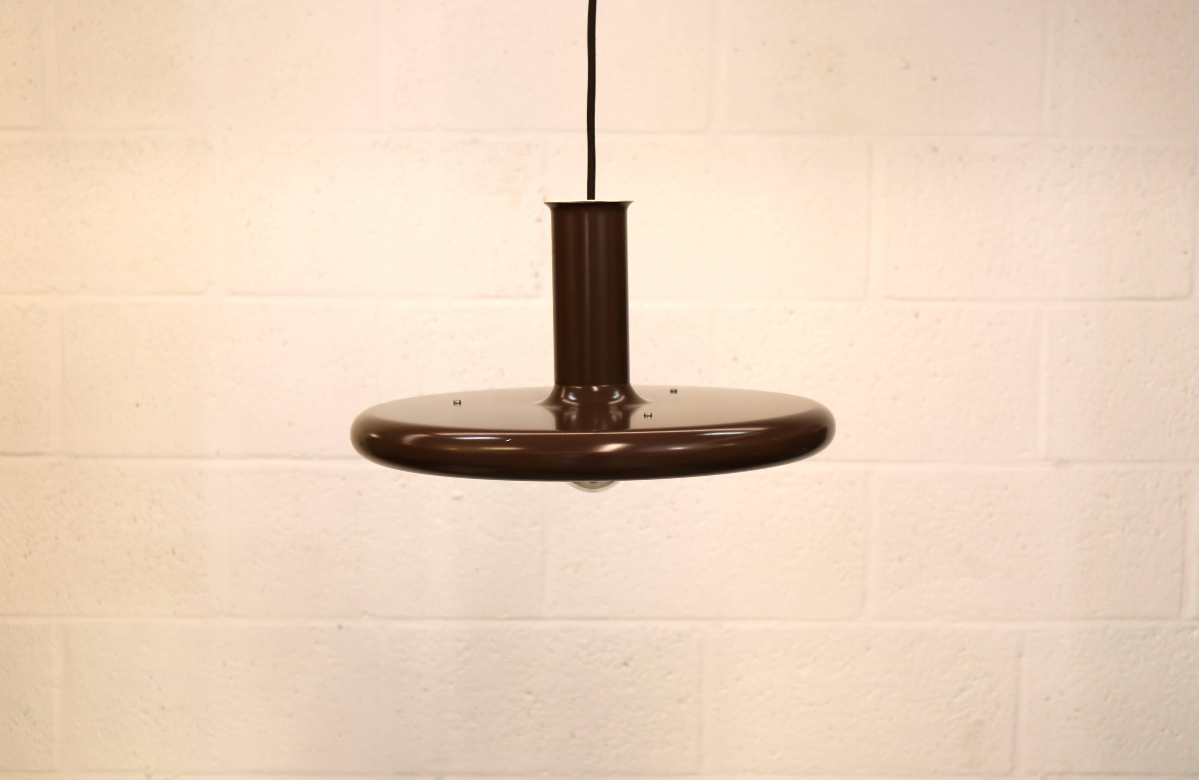 Brown vintage Fog & Morup pendant lamp: Hans Due Optima model, mid-century.