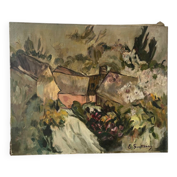 Le printemps à la ferme, signé E Soutrenoy 1949