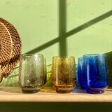 Lot de 6 verres bullés signés Riom