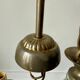 Vintage brass and glass three-branch chandelier